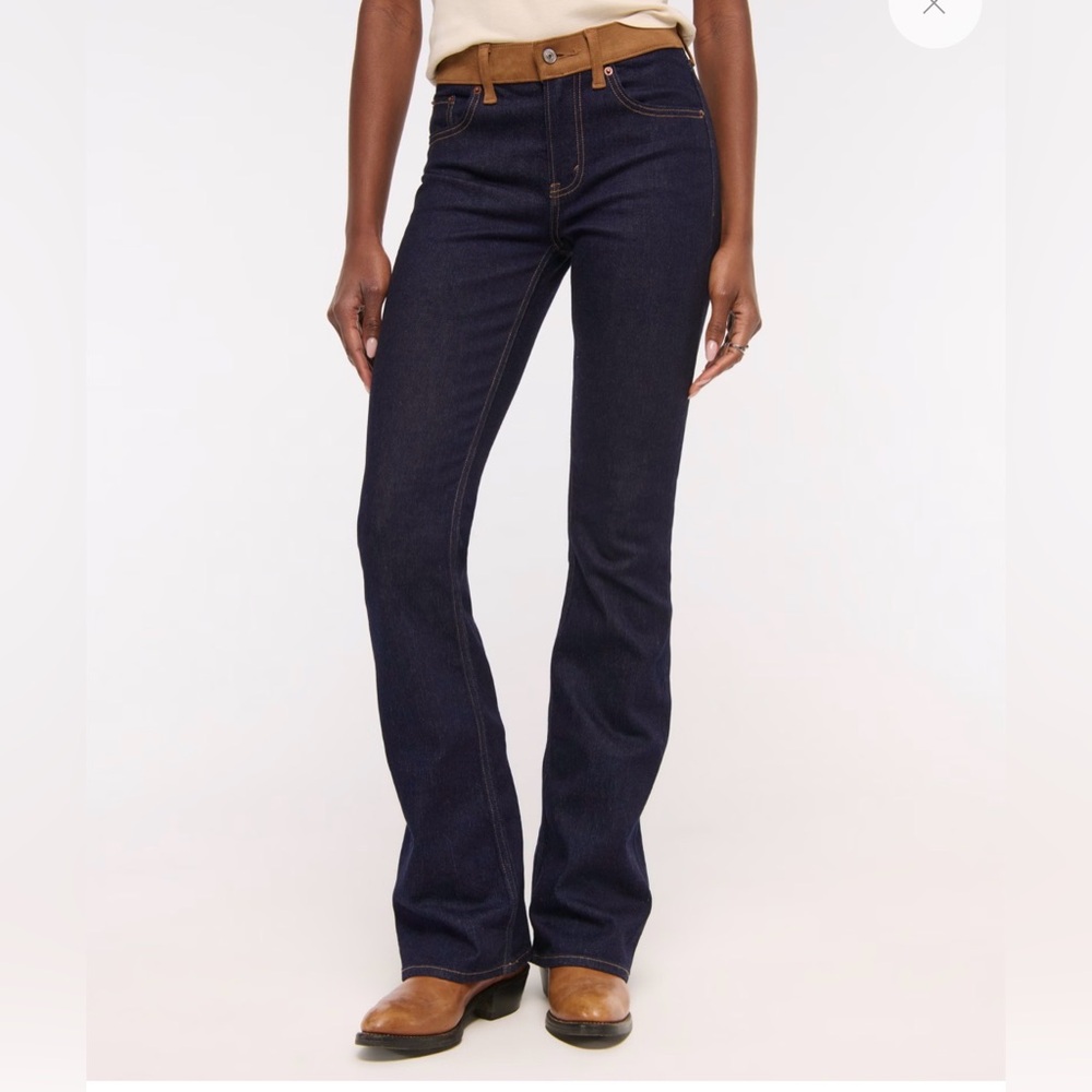 Abercrombie Mid Rise Bootcut Vegan Suede Waistband Jean